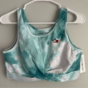 Tommy Hilfiger Women's Twist Front Watercolor Print Sports Bra large women’s L